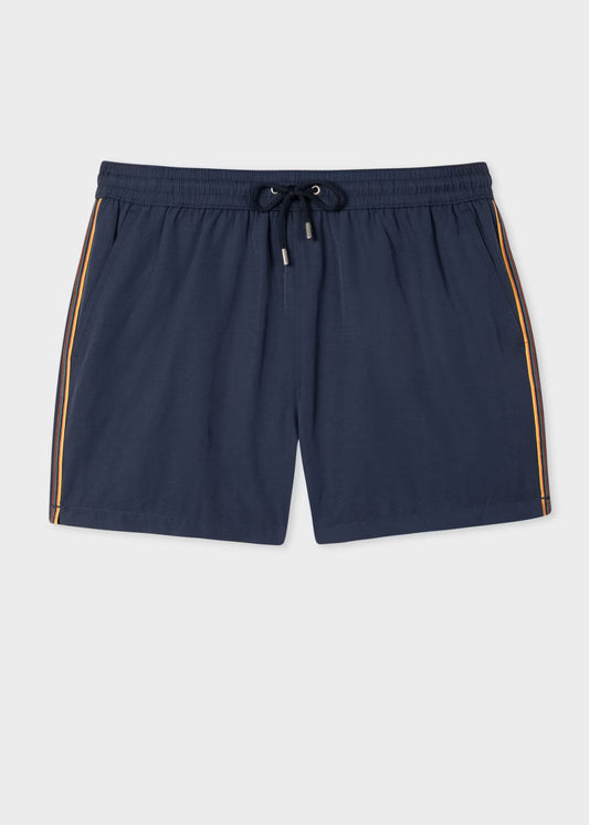 Navy Blue Swim Shorts With 'Artist Stripe' Trim