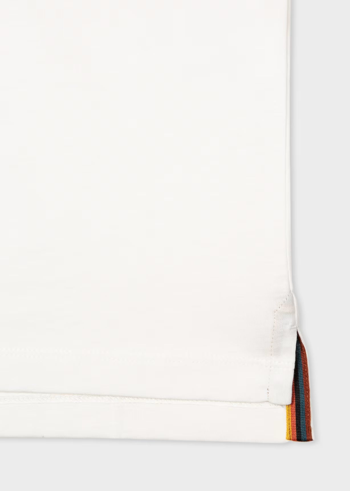 White 'Artist Stripe' Collar Cotton T-Shirt