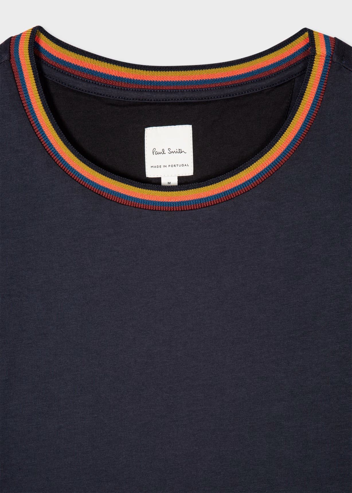 Navy 'Artist Stripe' Collar Cotton T-Shirt