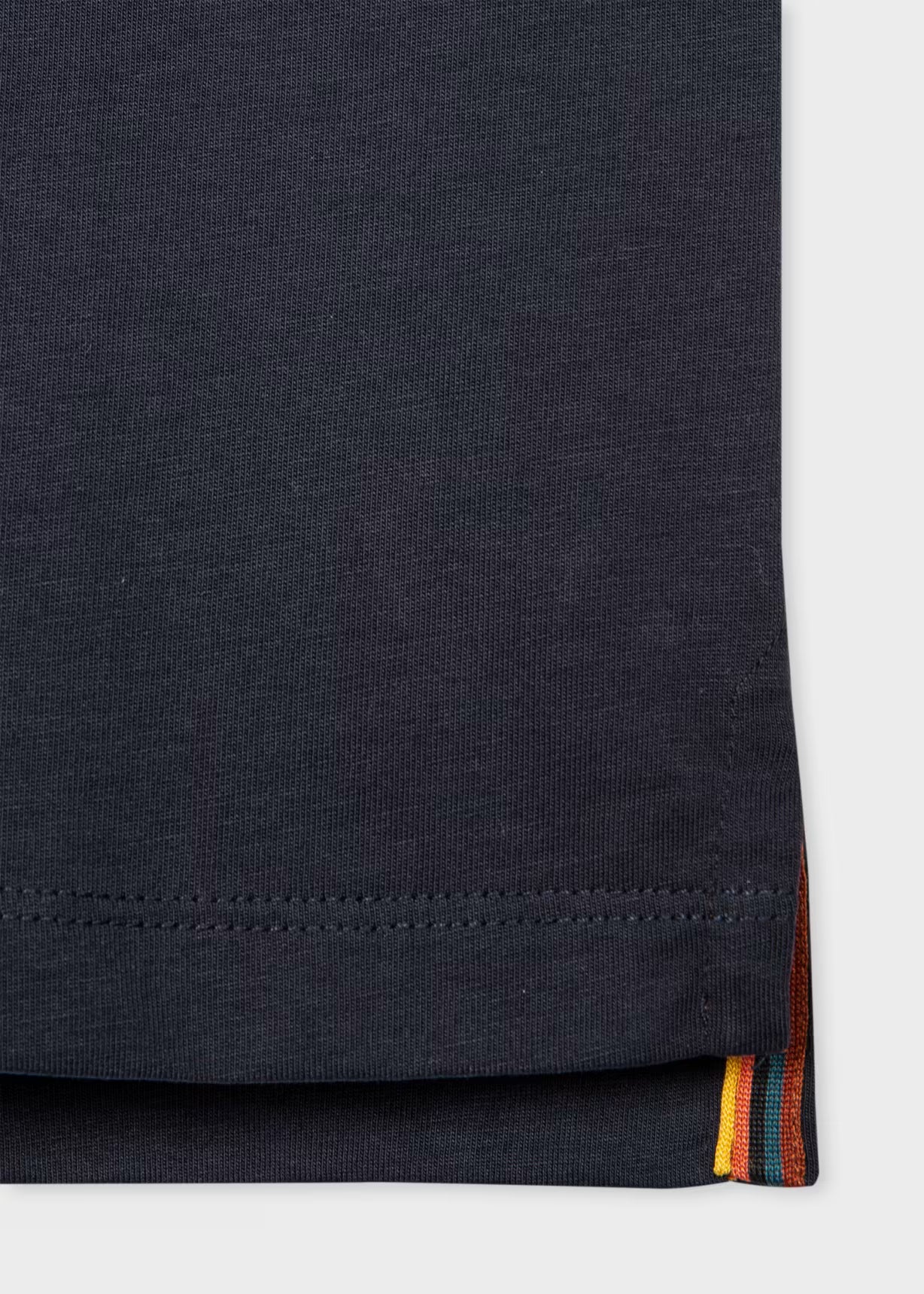 Navy 'Artist Stripe' Collar Cotton T-Shirt