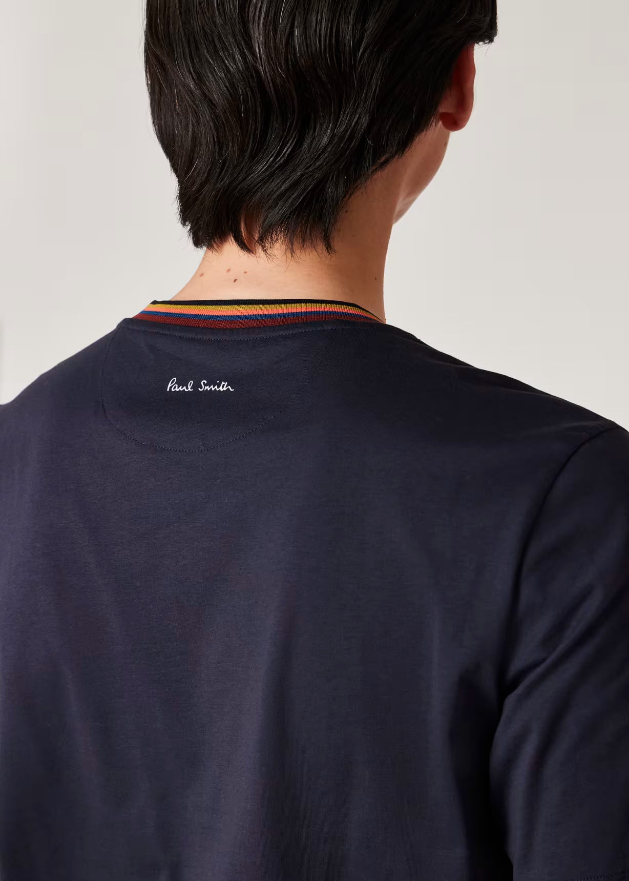 Navy 'Artist Stripe' Collar Cotton T-Shirt